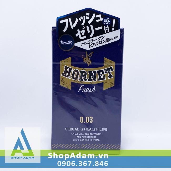 Bao cao su bạc hà mát lạnh Jex Hornet Fresh 0.03 (Hộp 8 chiếc) 