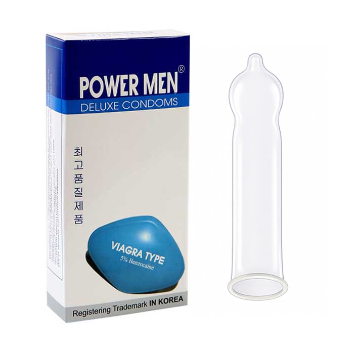 Bao cao su mỏng trơn kéo dài thời gian Power Men Viagra Type - 12 chiếc