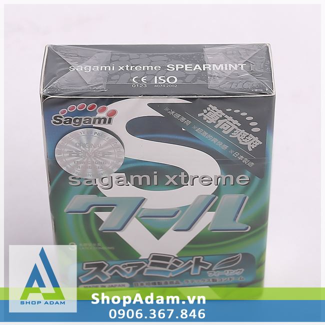 Bao cao su Nhật Bản hương thơm bạc hà SAGAMI Xtreme Spearmint (Hộp 3 chiếc)
