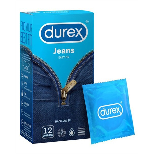Bao cao su nhiều gel bôi trơn Durex Jeans - 12 chiếc 