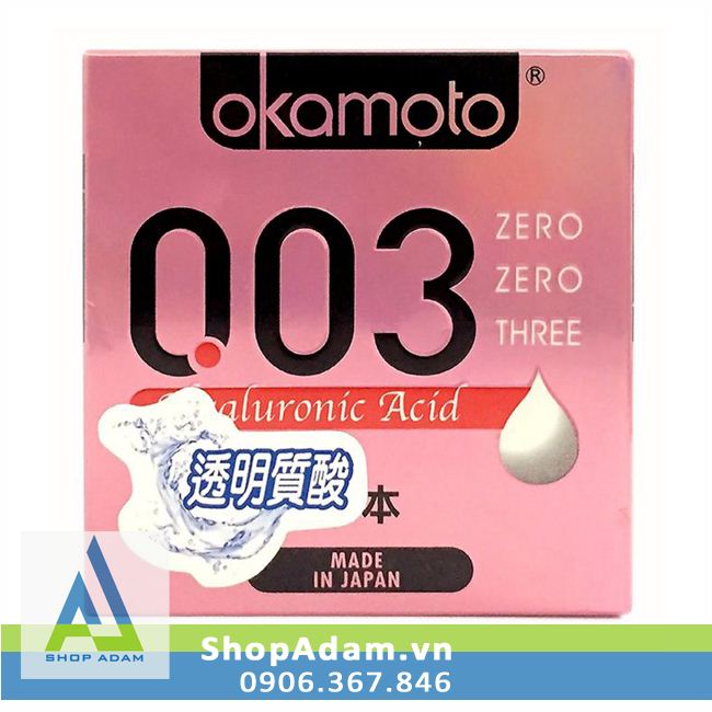 Bao Cao Su Okamoto 0.03 Hyaluronic Acid (Hộp 3 chiếc)