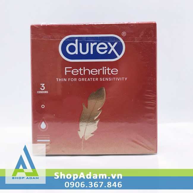 Bao cao su Durex đỏ lông gà Fetherlite (Hộp 3 chiếc)