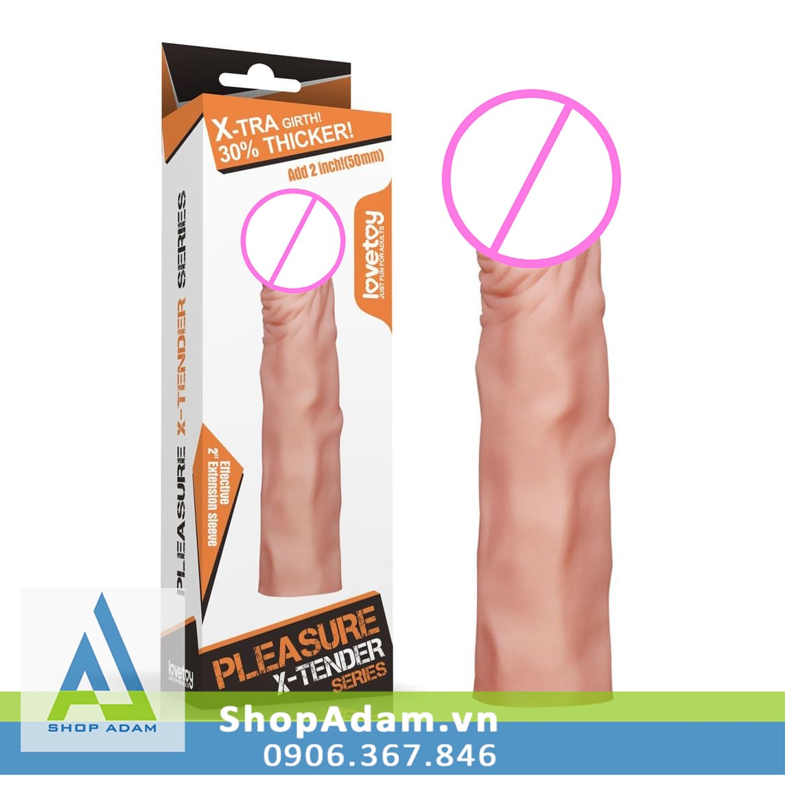Bao cao su tăng chiều dài 5cm cao cấp Lovetoy X-Tender