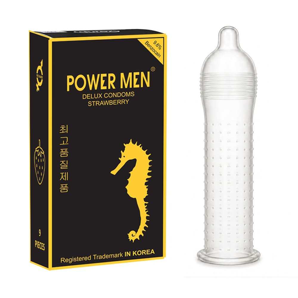 Bcs chống xts có gai gân hương dâu Power Men Delux Strawberry - 9 chiếc