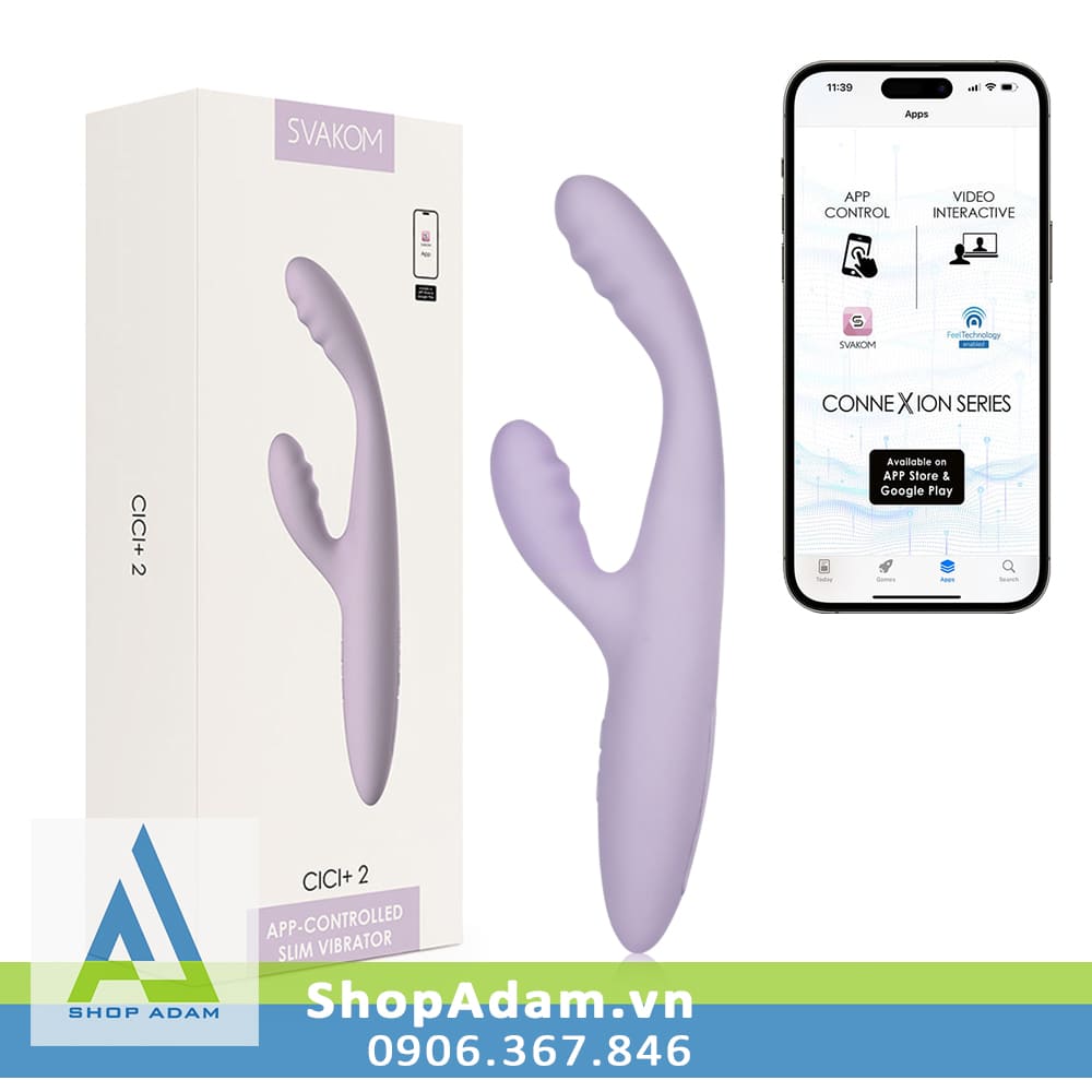 Chày rung hai nhánh có sưởi ấm kết nối app Svakom Cici+ 2
