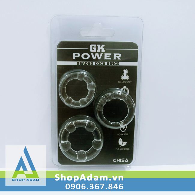 Vòng đeo dương vật có bi tăng kích thích GK Power (3 chiếc) 