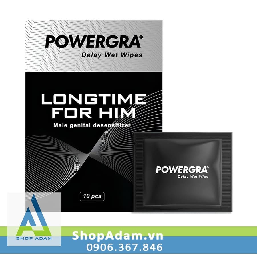 Powergra Delay Wet Wipes khăn lau kéo dài thời gian quan hệ H10