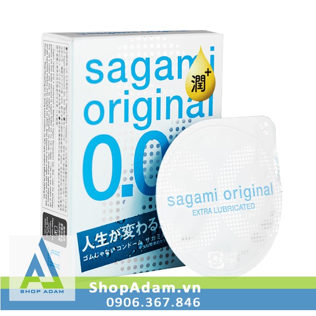 Sagami 0.02 Bao cao su nhiều chất bôi trơn siêu mỏng Nhật Bản (Hộp 3 chiếc)