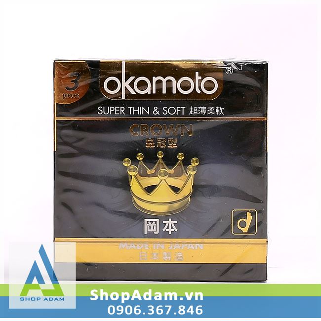 Bao cao su Nhật Bản siêu mỏng OKAMOTO Crown (Hộp 3 chiếc)
