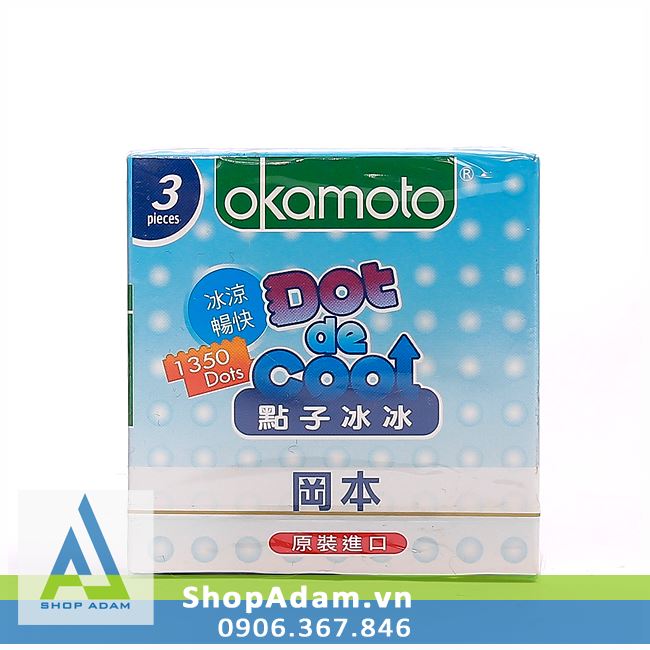 Bao cao su OKAMOTO Dot De Cool có gai hương bạc hà (Hộp 3 chiếc)