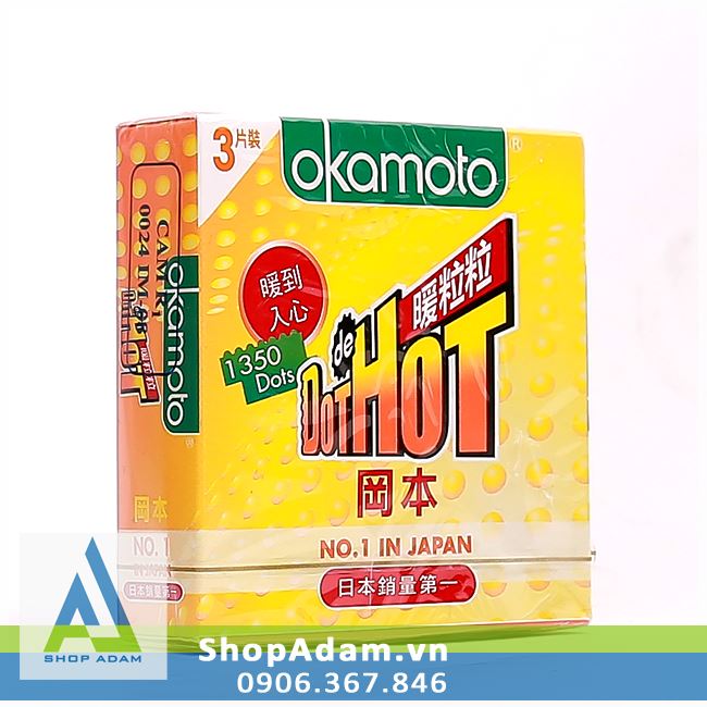 Bao cao su Nhật Bản OKAMOTO Dot De Hot (Hộp 3 chiếc)