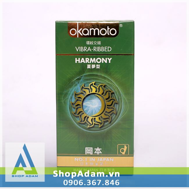 Bao cao su có gân OKAMOTO Harmony - Nhật Bản (Hộp 10 chiếc)