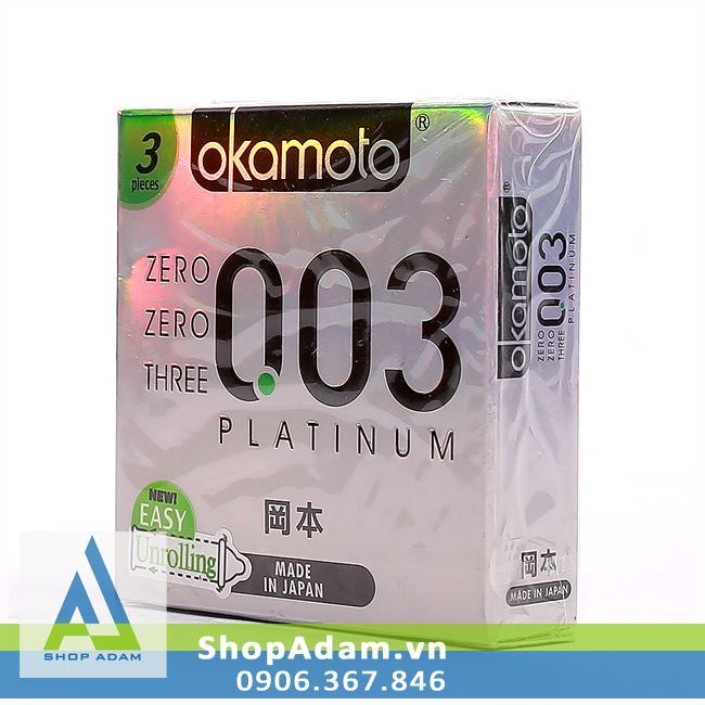 Bao cao su OKAMOTO zero zero three 0.03 Platinum (Hộp 3 chiếc) 