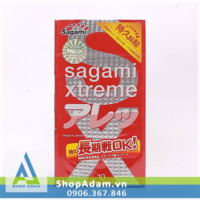 Bao cao su SAGAMI Xtreme Feel Long có gai chống xuất tinh sớm (Hộp 10 chiếc) 