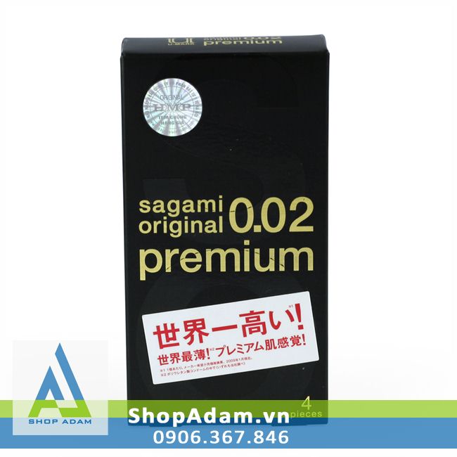 Bao cao su cao cấp siêu mỏng SAGAMI Original 0.02 Premium (Hộp 4 chiếc)