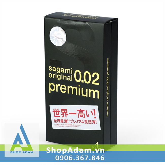 Bao cao su cao cấp siêu mỏng SAGAMI Original 0.02 Premium (Hộp 4 chiếc) 