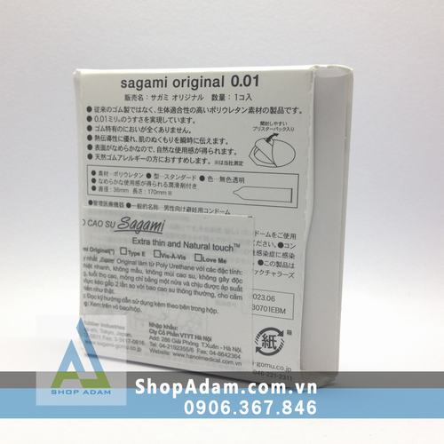 Bao cao su Nhật Bản mỏng nhất thế giới SAGAMI Original 0.01 (Hộp 1 chiếc)