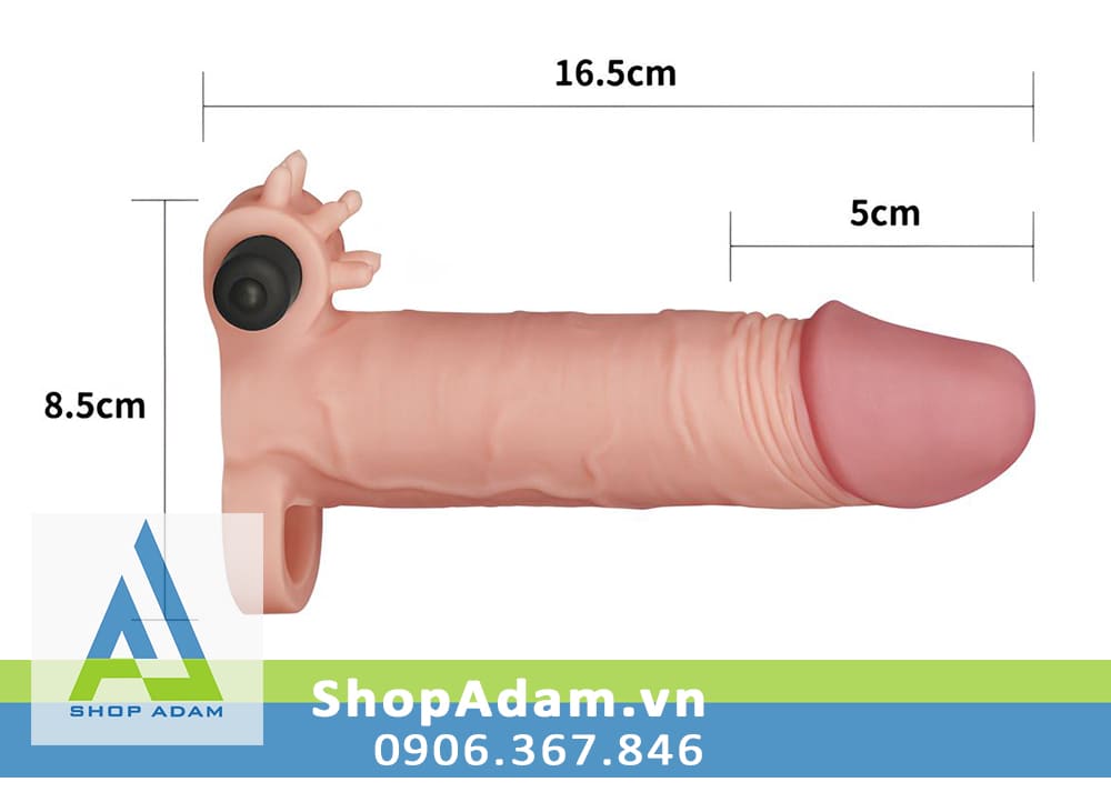 Bao cao su tăng chiều dài 5cm có rung quai đeo Lovetoy X-Tender