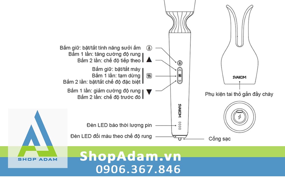 Chày rung cao cấp có sưởi ấm kết nối App Svakom Emma Neo 2