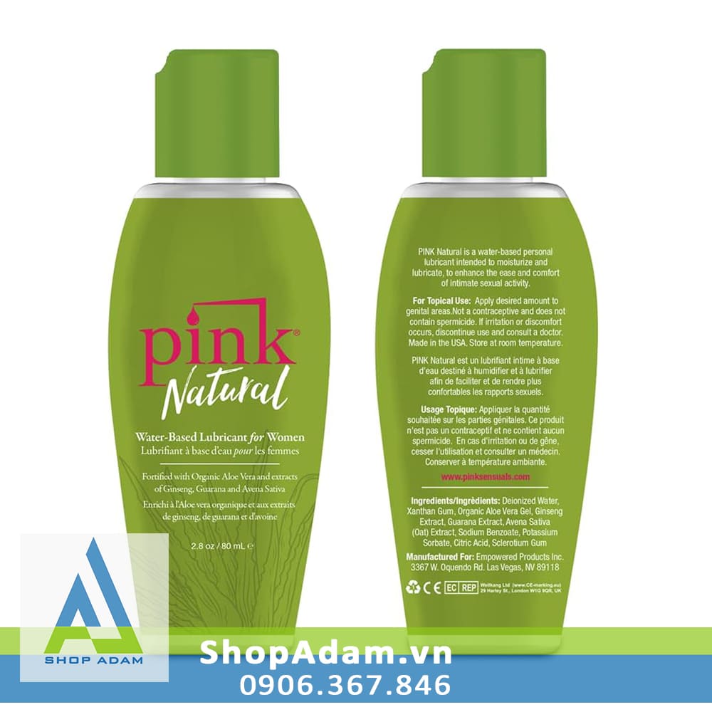 Dầu bôi trơn âm đạo gốc nước cao cấp Pink Natural USA - 80ml