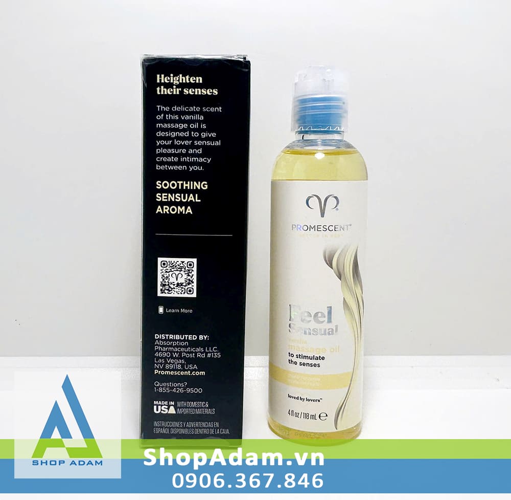 Dầu mát xa ấm nóng hương vani Promescent Vanilla - 118ml Dầu mát xa ấm nóng hương vani Promescent Vanilla - 118ml