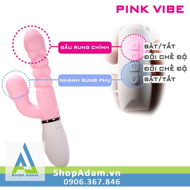Dương vật giả có gai siêu rung Pink Vibe Nhật Bản