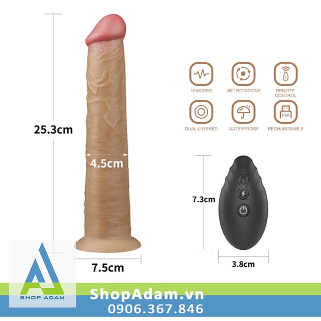 Dương vật giả hàng khủng gắn tường rung ngoáy Lovetoy Nature Cock 10"