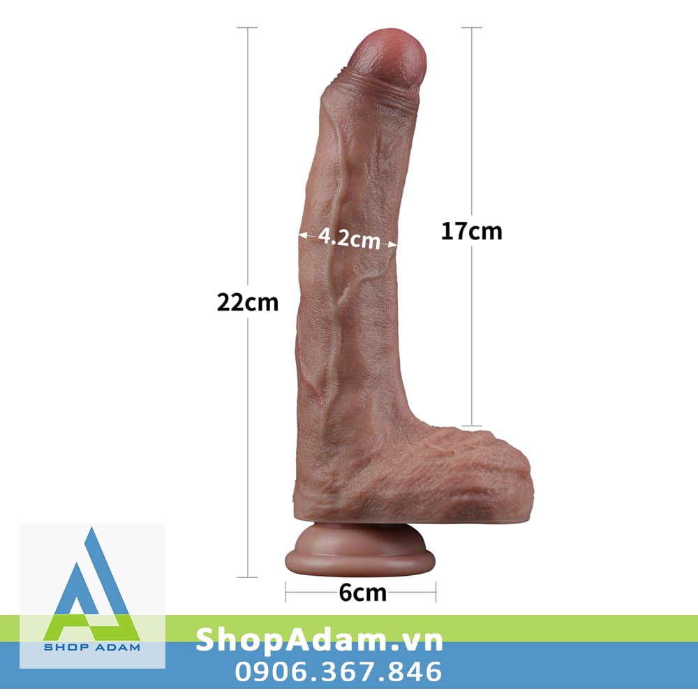 Dương vật giả hít tường silicon hai lớp Lovetoy Nature Cock 8.5 Inch