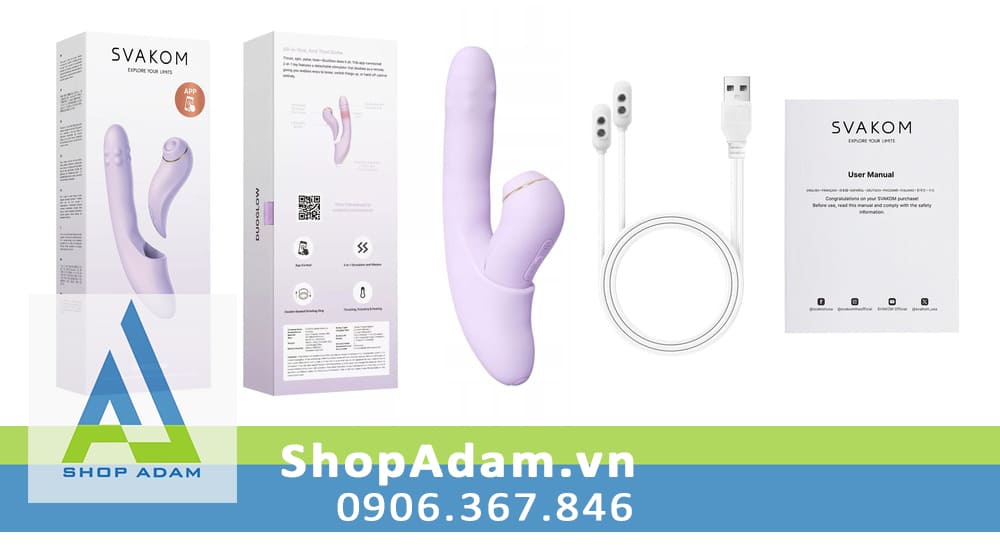 Dương vật giả rung thụt xoay đẩy có sưởi ấm kết nối App Svakom Duoglow