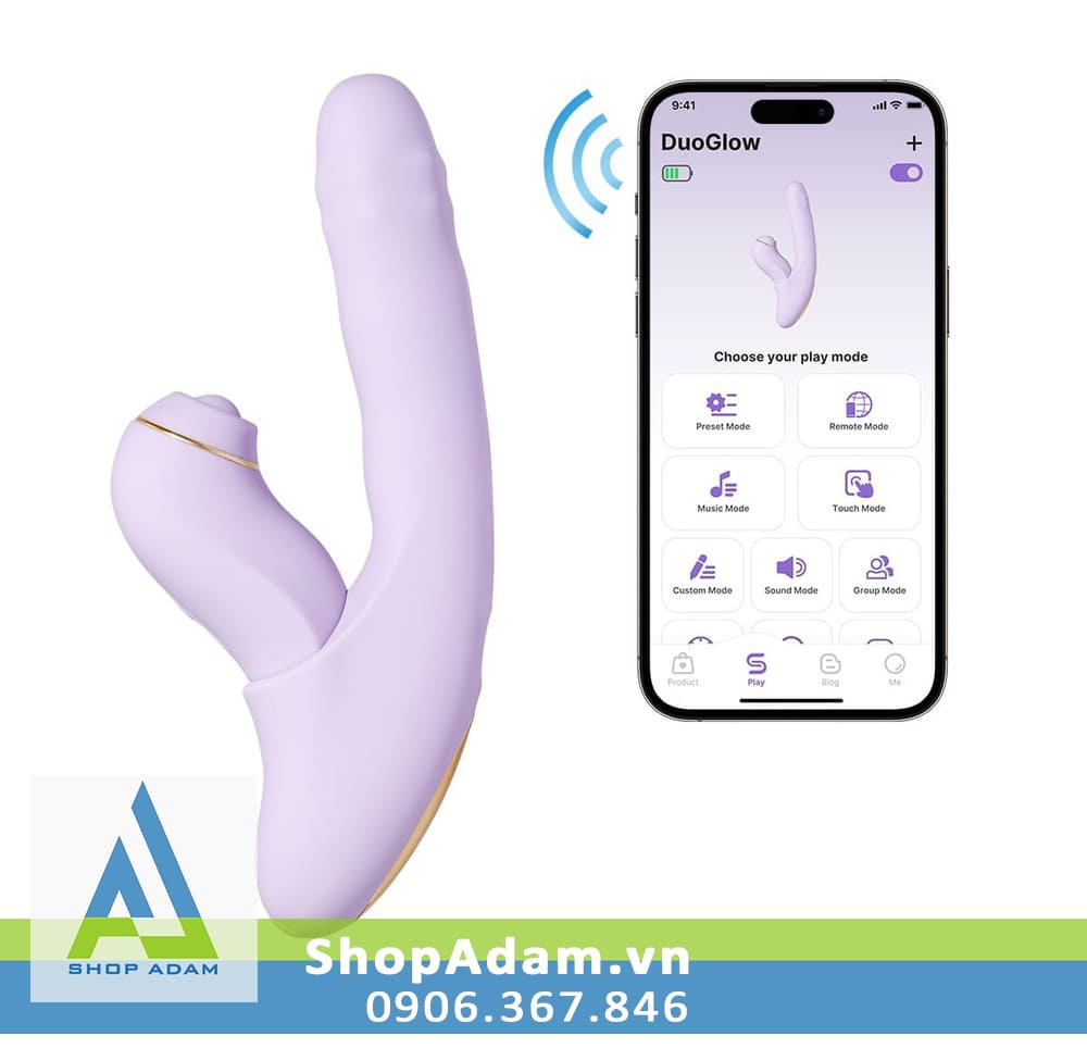 Dương vật giả rung thụt xoay đẩy có sưởi ấm kết nối App Svakom Duoglow