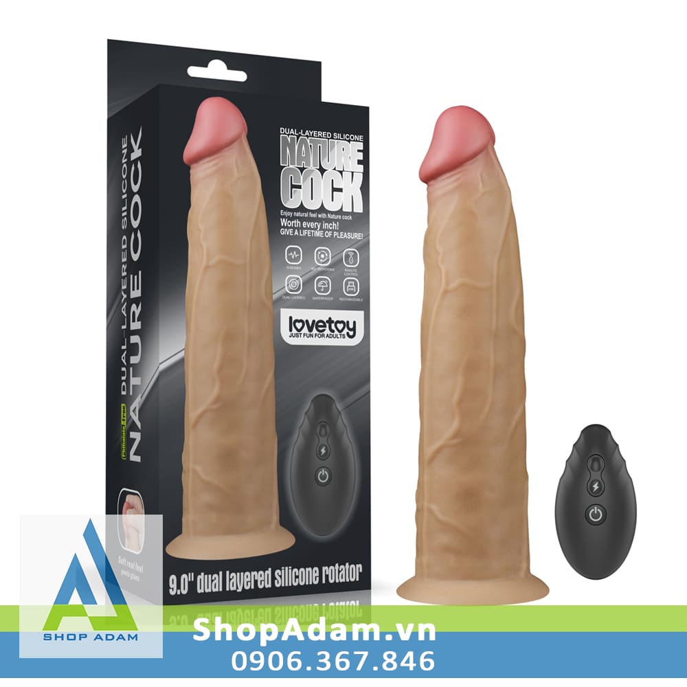 Dương vật giả siêu to rung ngoáy gắn tường Lovetoy Nature Cock 9 inch