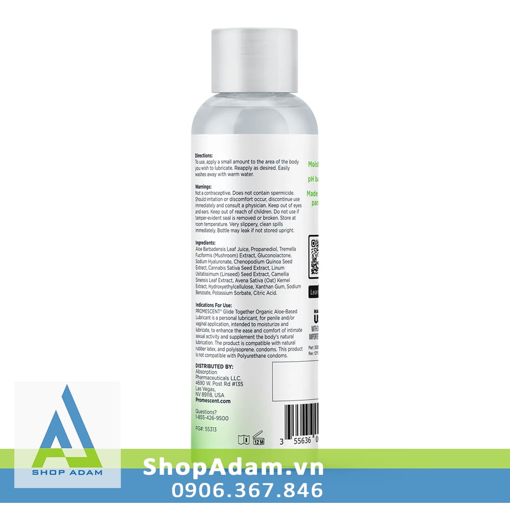Gel bôi trơn thảo mộc hương lô hội Promescent Organic Aloe Lube - 118ml Gel bôi trơn thảo mộc hương lô hội Promescent Organic Aloe Lube - 118ml