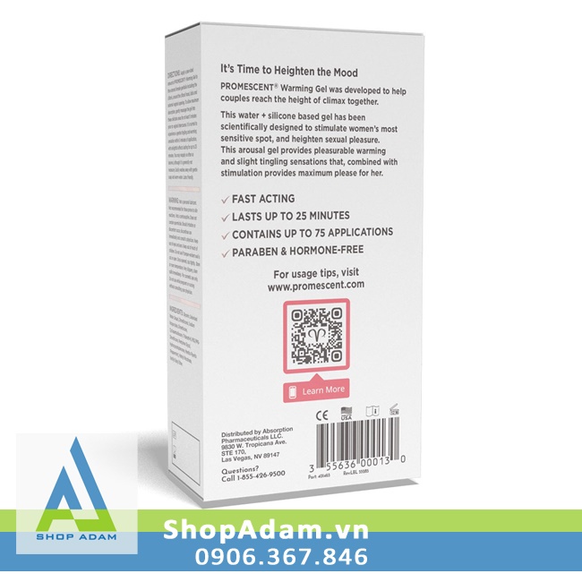 Gel kích thích âm đạo làm ấm cao cấp Promescent Warming Arousal