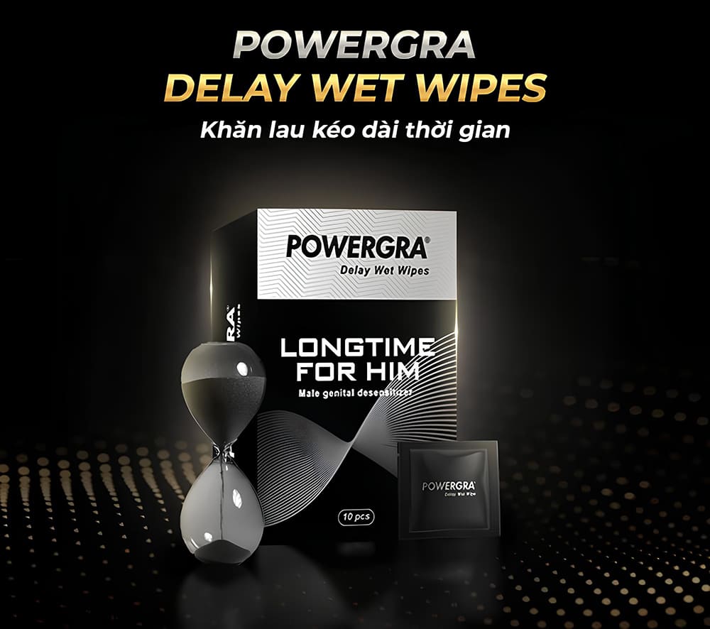 Powergra Delay Wet Wipes khăn lau kéo dài thời gian quan hệ