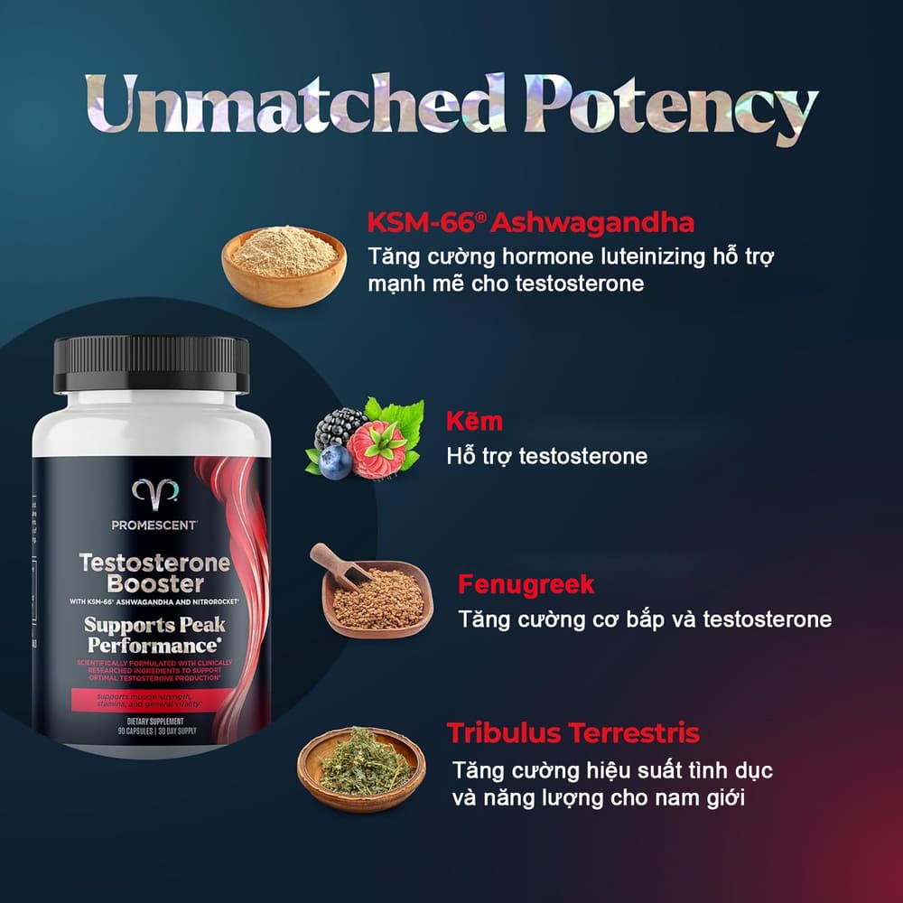 Viên uống tăng cường Testosterone Booster Promescent hỗ trợ sinh lý nam
