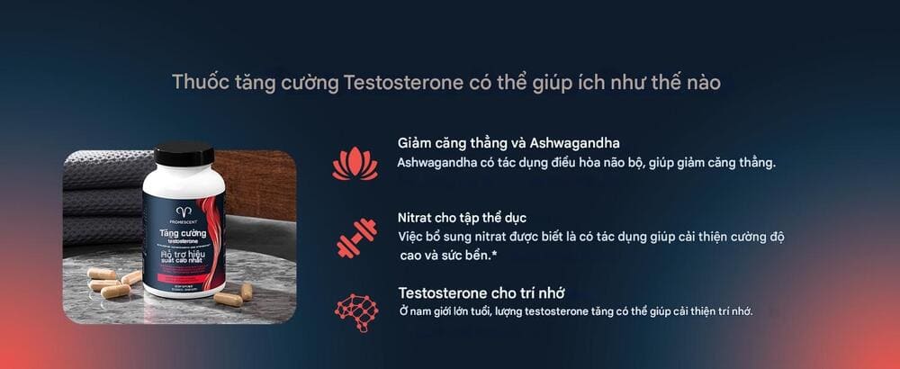 Viên uống tăng cường Testosterone Booster Promescent hỗ trợ sinh lý nam